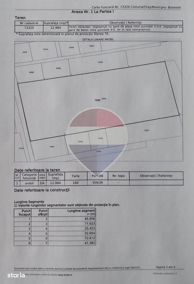 Teren 12,984mp Balotesti / Strada Albinelor - 2