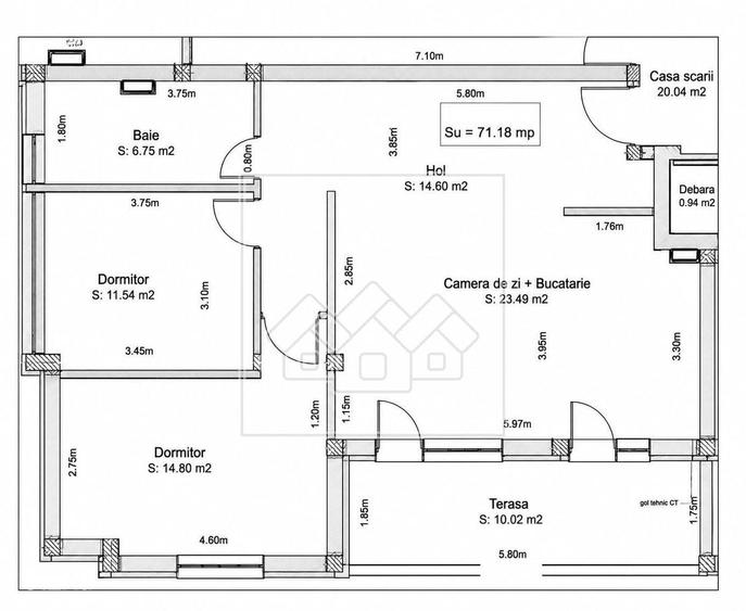 Apartament cu 3 camere în Piața Cluj