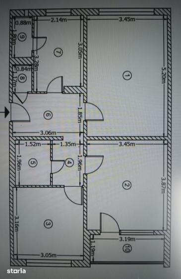 Apartament cu 3 camere decomandat, mobilat în Giurgiului