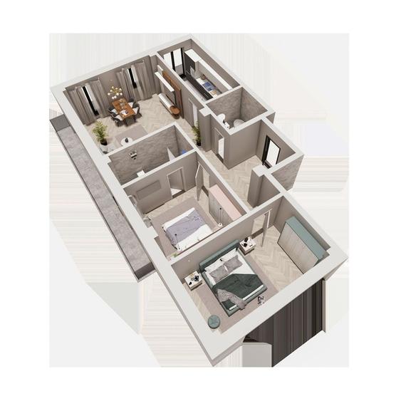 Apartament cu 3 camere decomandat în Tomis Plus