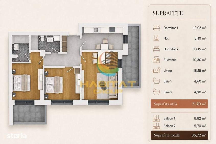 Apartament cu 3 camere decomandat în Central