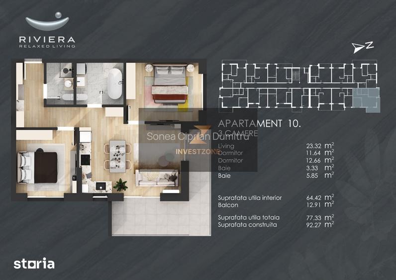 Apartament nou, 3 camere in complexul Riviera Oradea