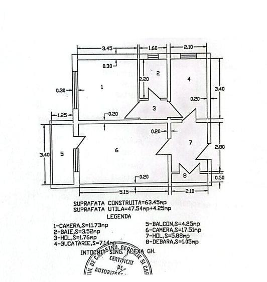 Apartament cu 2 camere decomandat în Central
