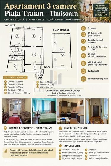 Apartament cu 3 camere în Traian