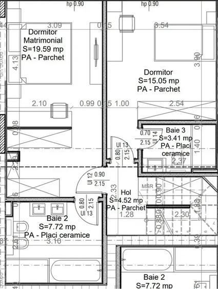Apartament cu 3 camere semidecomandat în Central