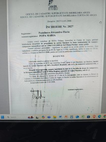 Teren de 1070 mp, în Bradu