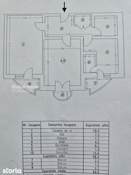 Apartament cu 2 camere semidecomandat, mobilat în Decebal