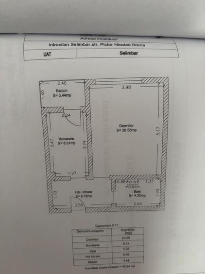 Garsonieră decomandată în Central