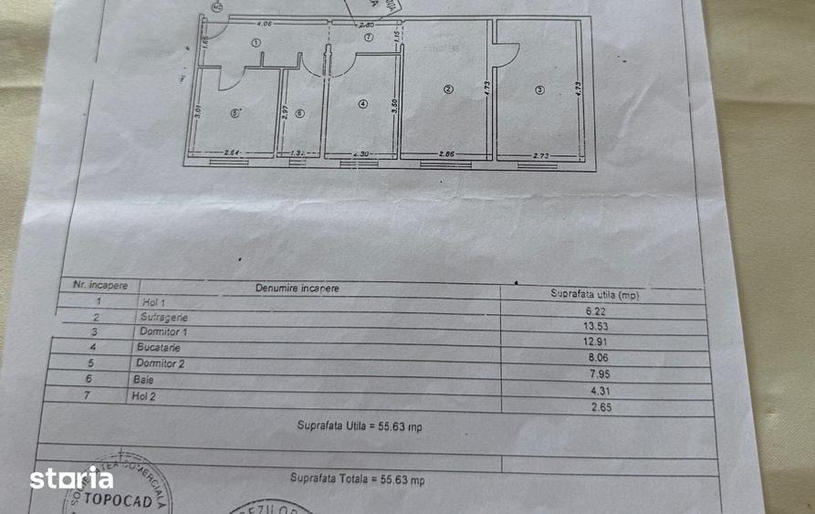 Apartament cu 3 camere semidecomandat, mobilat în Km 4