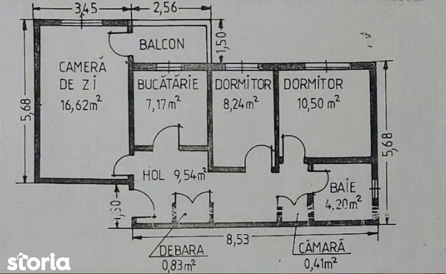 Apartament cu 3 camere în Republicii