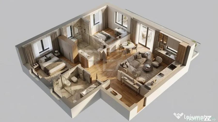 Apartament cu 3 camere semidecomandat în Ferdinand