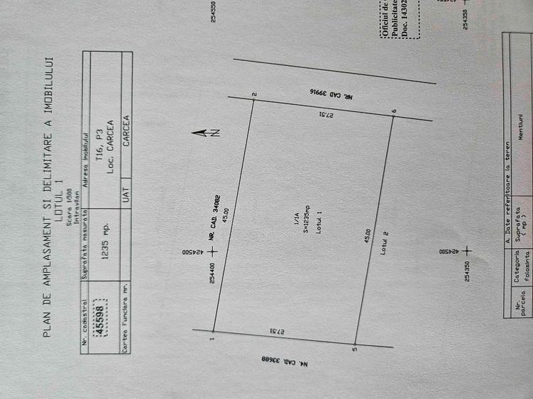 Teren Construcții intravilan de 1235 mp, în Cârcea