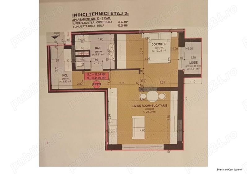Apartament cu 2 camere în Sânmartin
