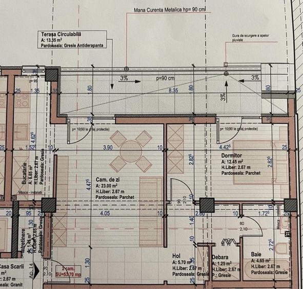 Apartament cu 2 camere semidecomandat în Central