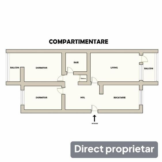 Apartament cu 3 camere decomandat, mobilat în Triaj