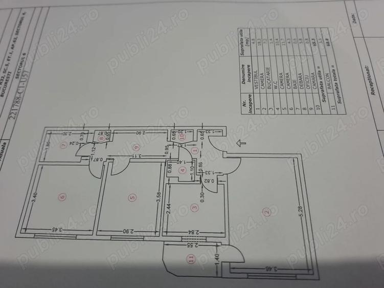 Apartament cu 3 camere decomandat în Păcii