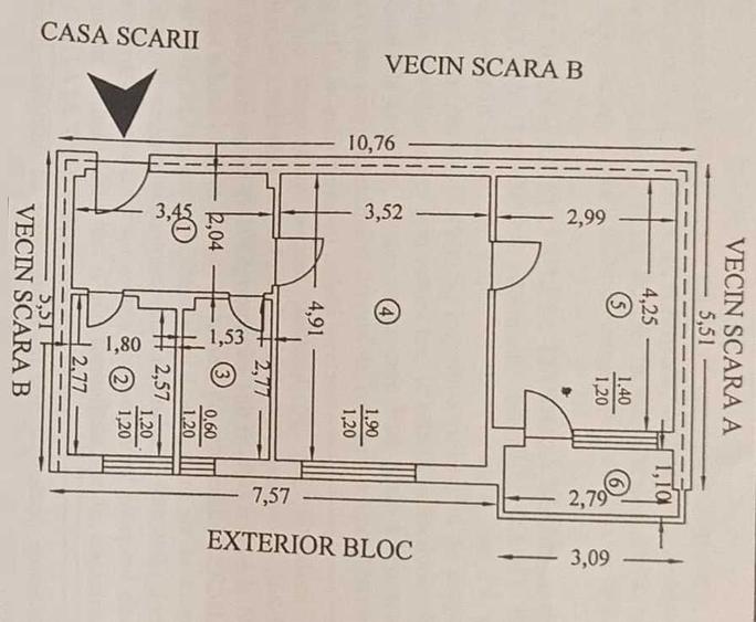Apartament cu 2 camere nedecomandat în Ultracentral