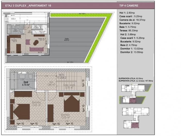 Apartament cu 3 camere decomandat în Nerva Traian