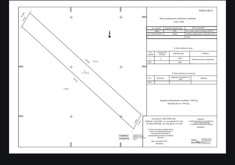 Teren Construcții intravilan de 9545 mp, în Berceni