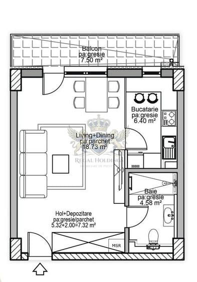 Garsoniera Modern,  44 Mp,Finalizat, Tractorul-Mall-Coresi - 5