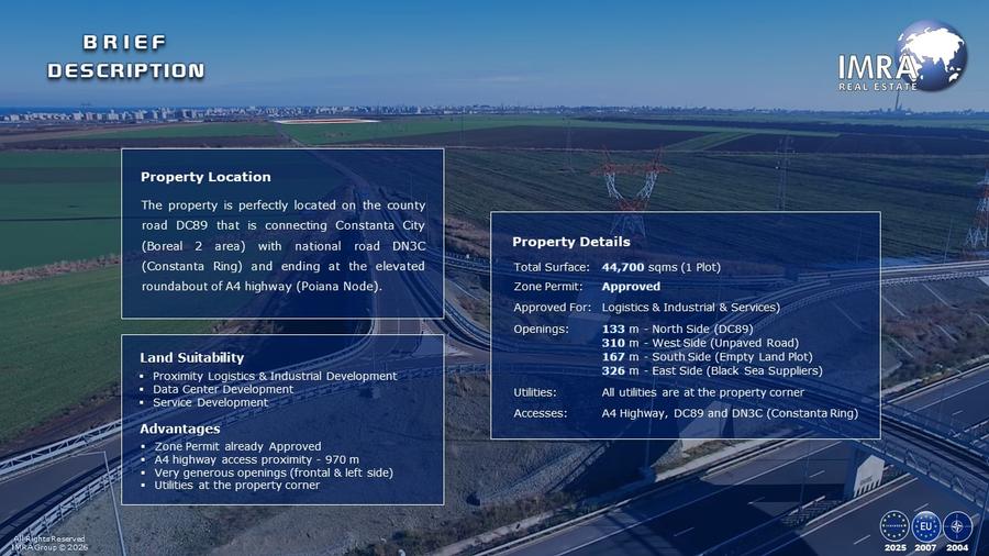 Teren Construcții intravilan de 44700 mp, în Exterior Vest
