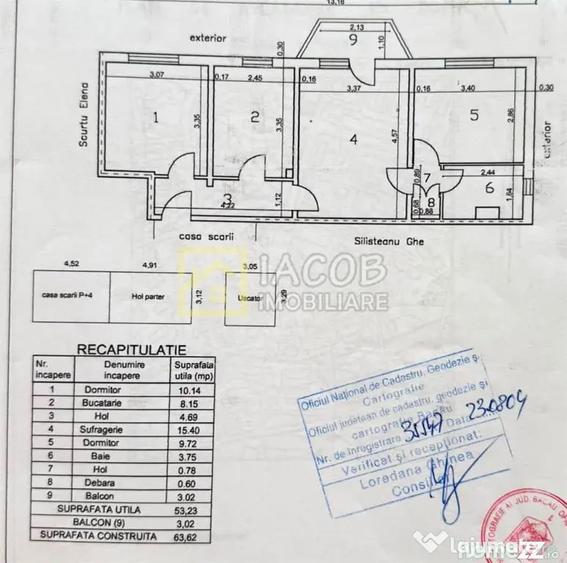 Apartament cu 3 camere semidecomandat în Central