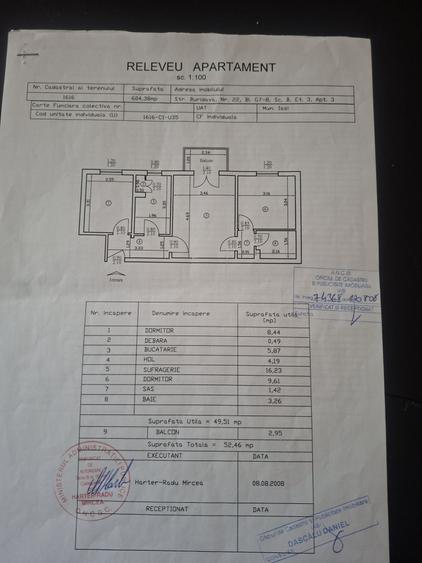 Apartament cu 3 camere semidecomandat în Dacia