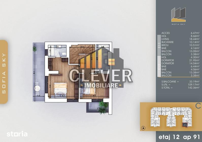 Duplex 4 camere | 109 mp | 33 mp balcoane | Pallady | Comision 0% - 5