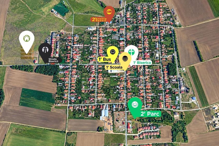 Teren Construcții intravilan de 672 mp, în Covaci