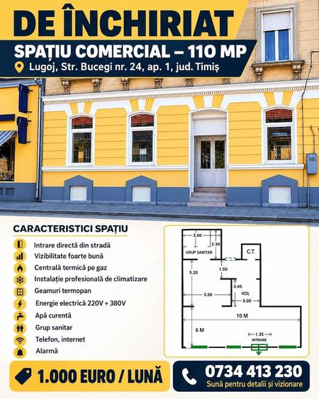 Spațiu comercial, de 110 mp, în Central