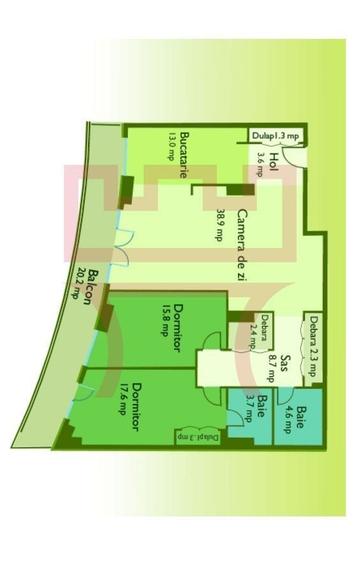 Apartament cu 3 camere în Plopilor