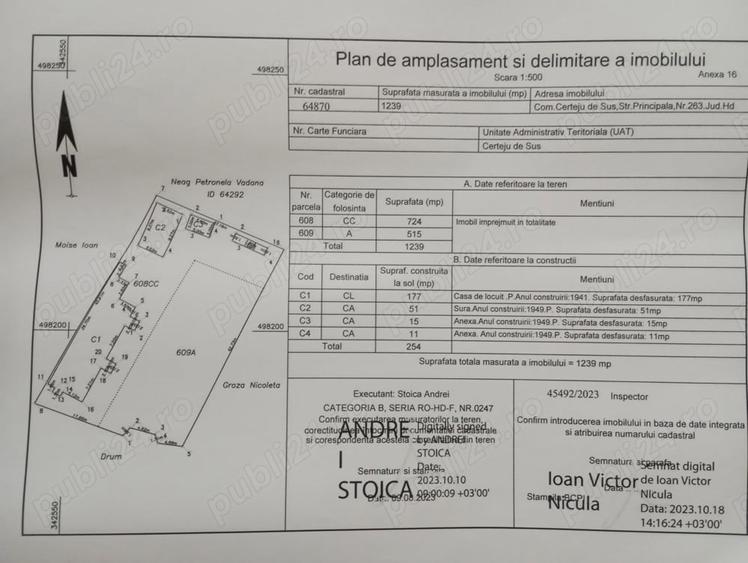 Casă cu 4 camere cu Teren 1239 Mp în Certeju de Sus