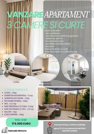 Apartament cu 3 camere decomandat, mobilat în Central