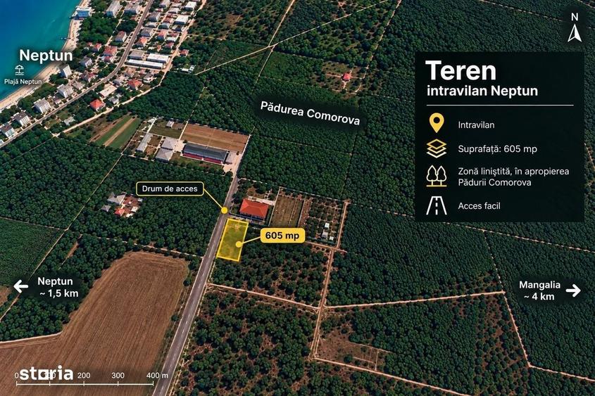 Teren intravilan 605 mp | Neptun Comorova | Deschidere la sosea - 4