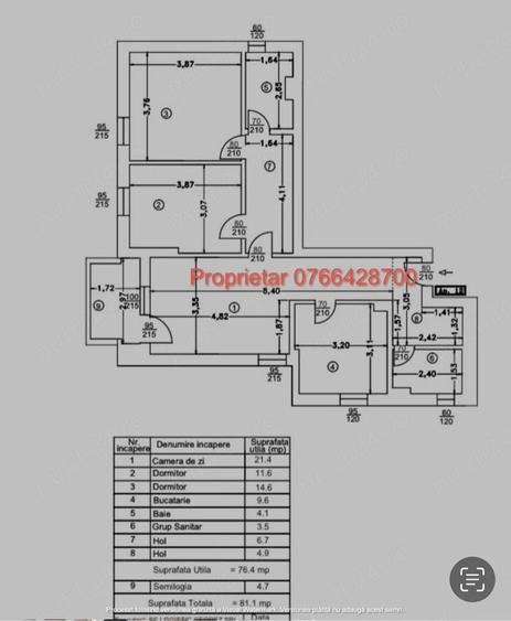 Apartament cu 3 camere semidecomandat în Titan