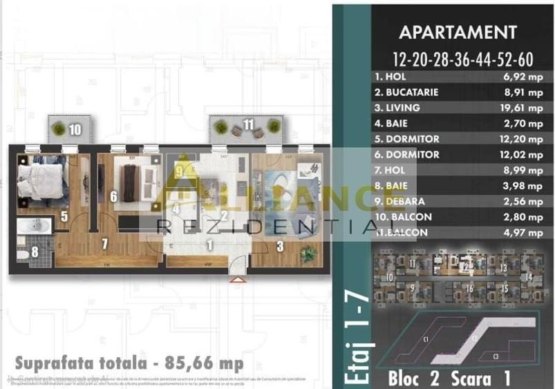 Apartament cu 3 camere decomandat în Metalurgiei