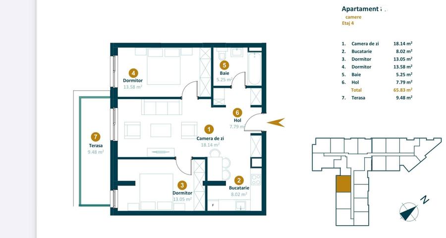Apartament cu 3 camere semidecomandat în Între Lacuri