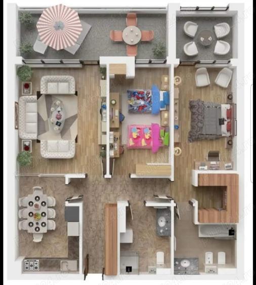 Apartament cu 3 camere decomandat în Tractorul