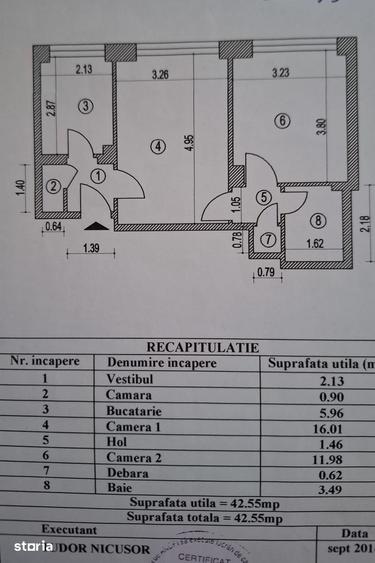 Apartament cu 2 camere semidecomandat în Vatra Luminoasă