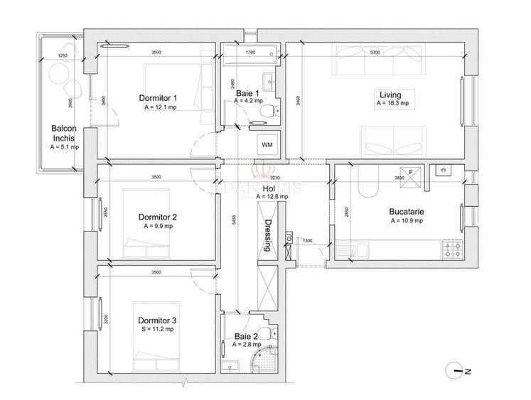 Apartament cu 3 camere decomandat, mobilat în Faleza Nord