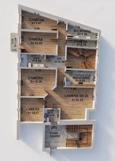 Apartament cu 5 camere semidecomandat în Armeneasca
