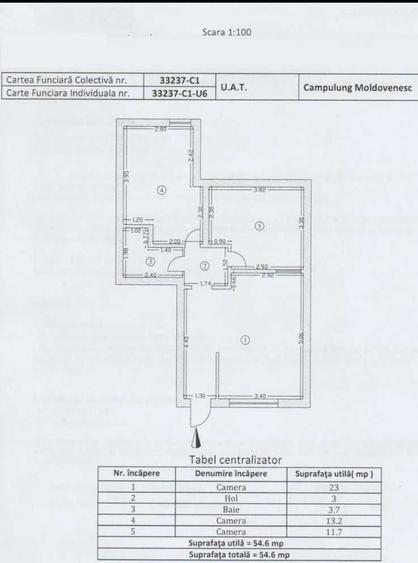 Apartament cu 3 camere semidecomandat în Central