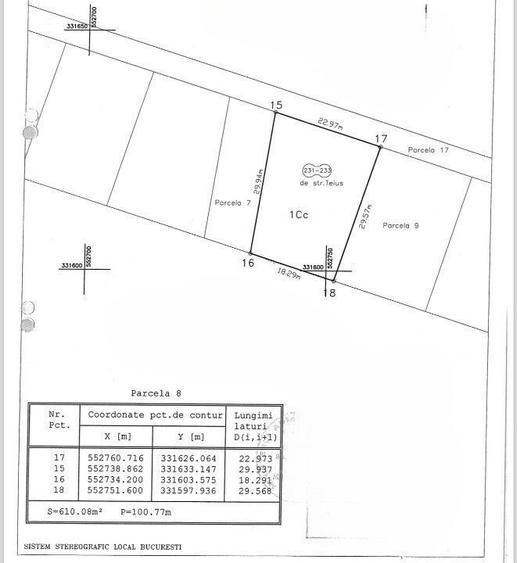 Teren intravilan, 610 mp, front 23 m, utilitati | Str. Teius - Rahova - 10