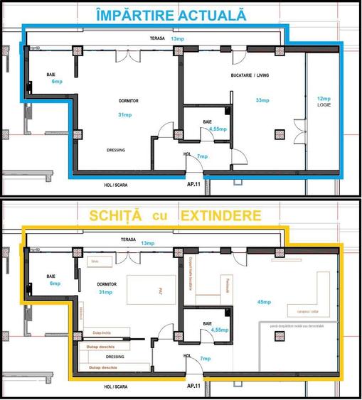 Apartament cu 3 camere semidecomandat în Plopilor