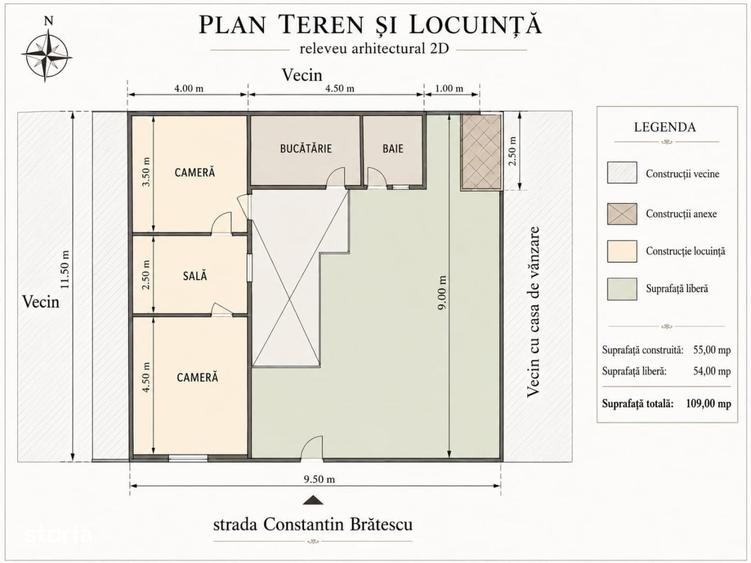 Casă cu 3 camere cu Teren 109 Mp în Ultracentral