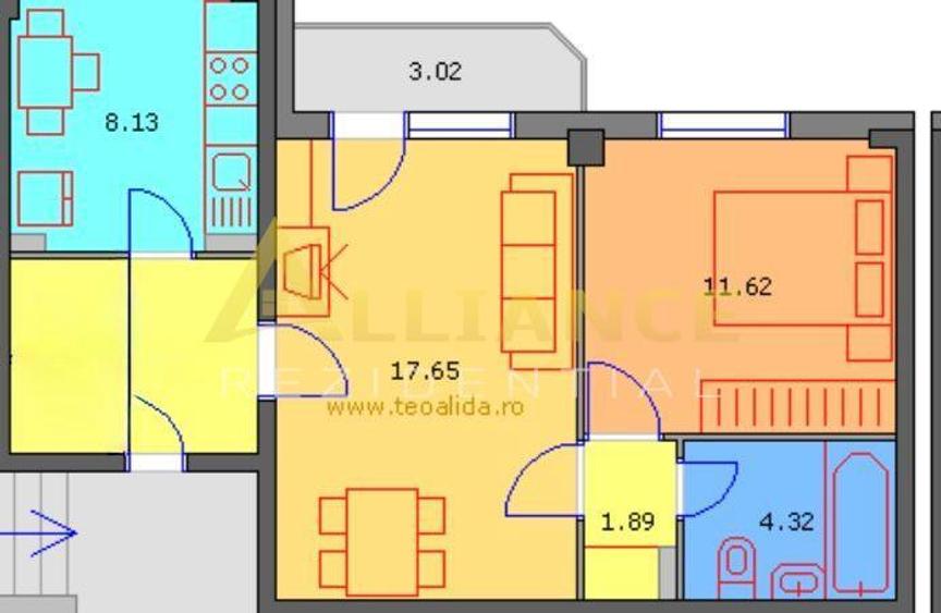 Apartament cu 2 camere semidecomandat în Progresul