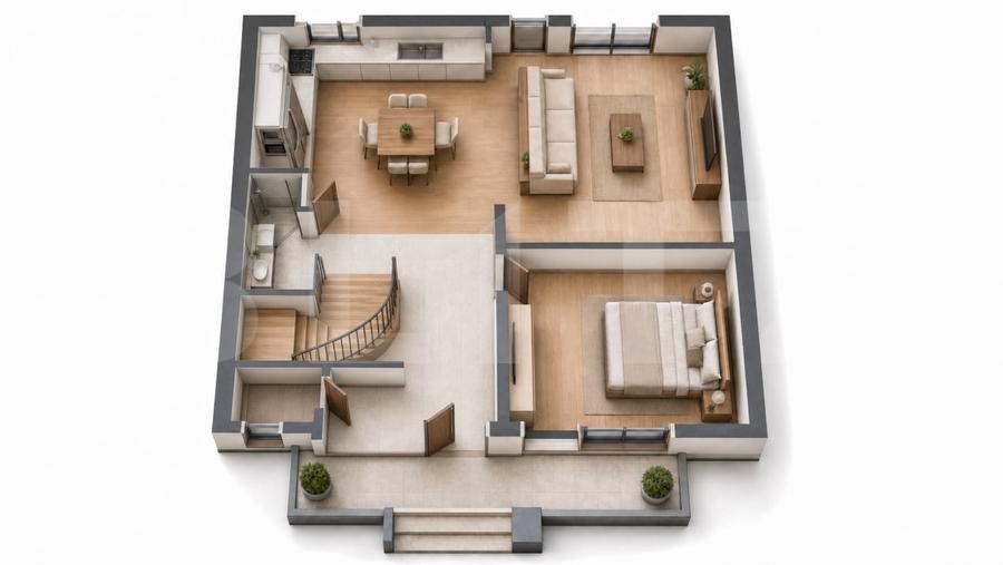 Duplex cu 4 camere cu Canalizare în Sud