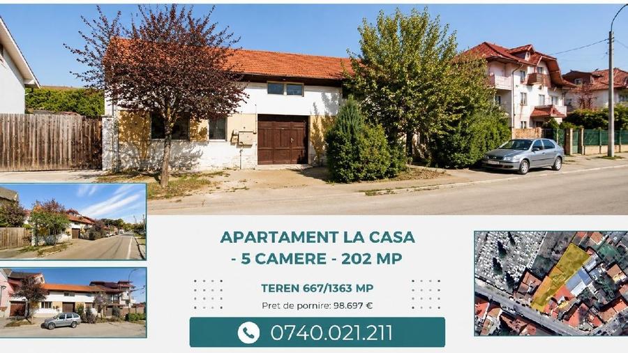 Casă individuală cu 5 camere cu Teren 667 Mp în Central