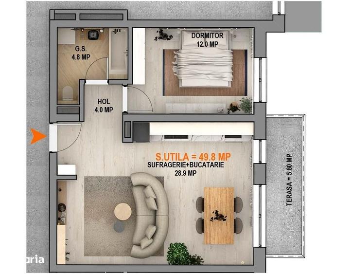 Apartament cu 2 camere decomandat în Central