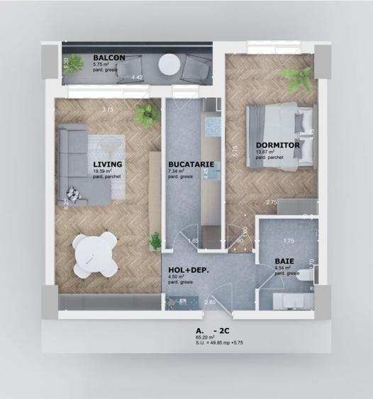 2 Camere 56mp NOU - Tatarasi Venetia - Complex LUX Rezidential - zona Kaufland - 7